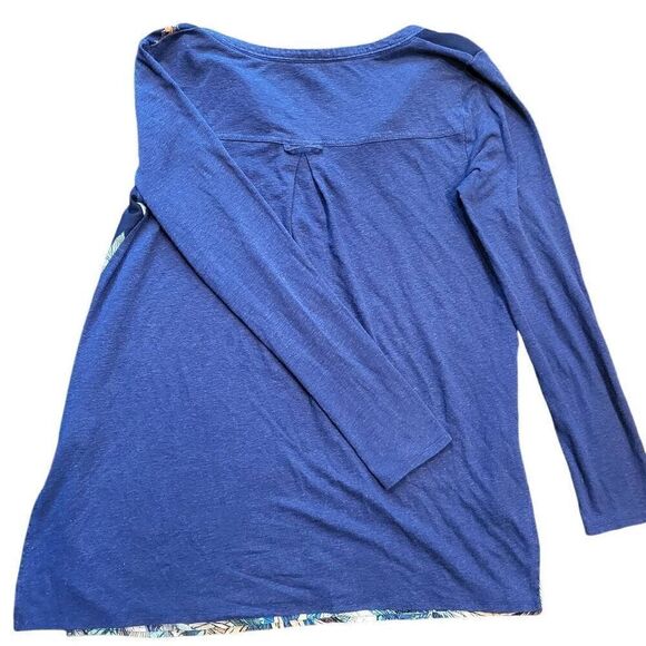 Anthropologie Akemi Kin Blouse Women's Small Blue Fauna Floral Butterfly Linen - Picture 2 of 4